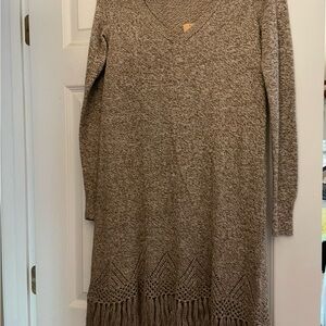 Express Long Sleeve Knit Dress - Brown
